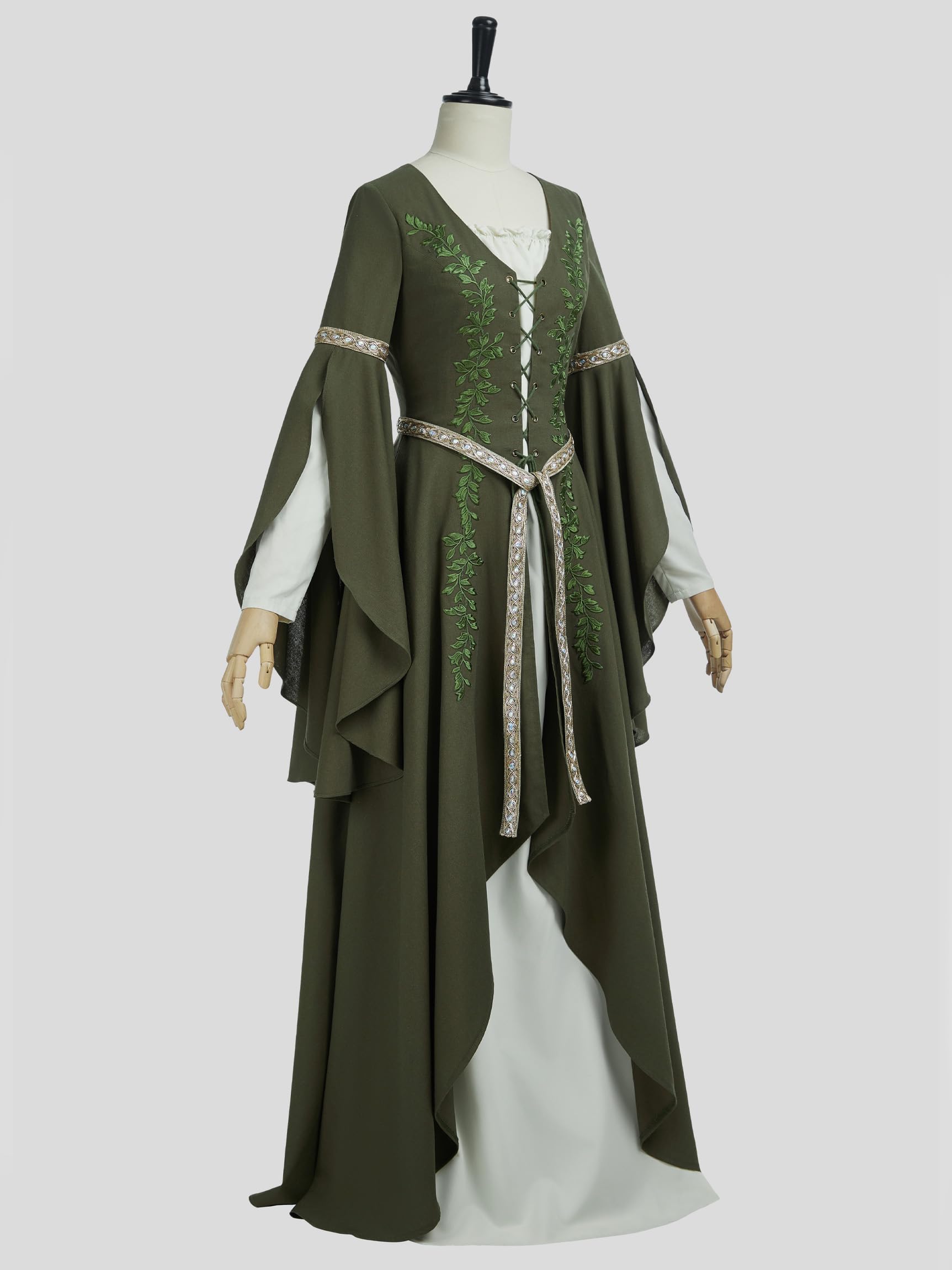 Medieval Queen Costume - Women's Renaissance Dress with Wide Sleeves and Belt
