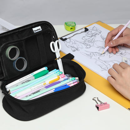 Large Pencil Case 1800ml - Heavy Duty Canvas School Supplies Organizer for Kids Students