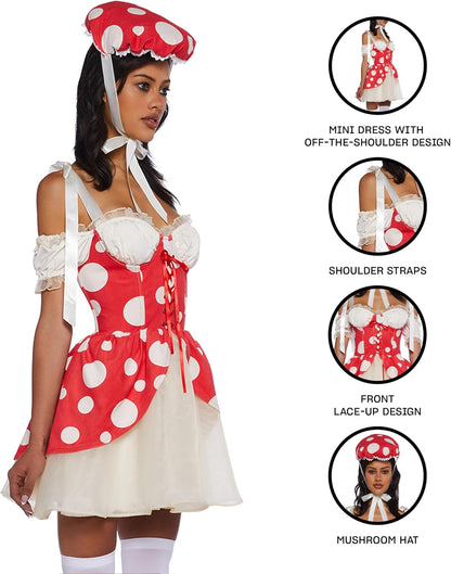 Princess Toad Costume Women Mini Dress - Mushroom Kingdom Halloween Outfit