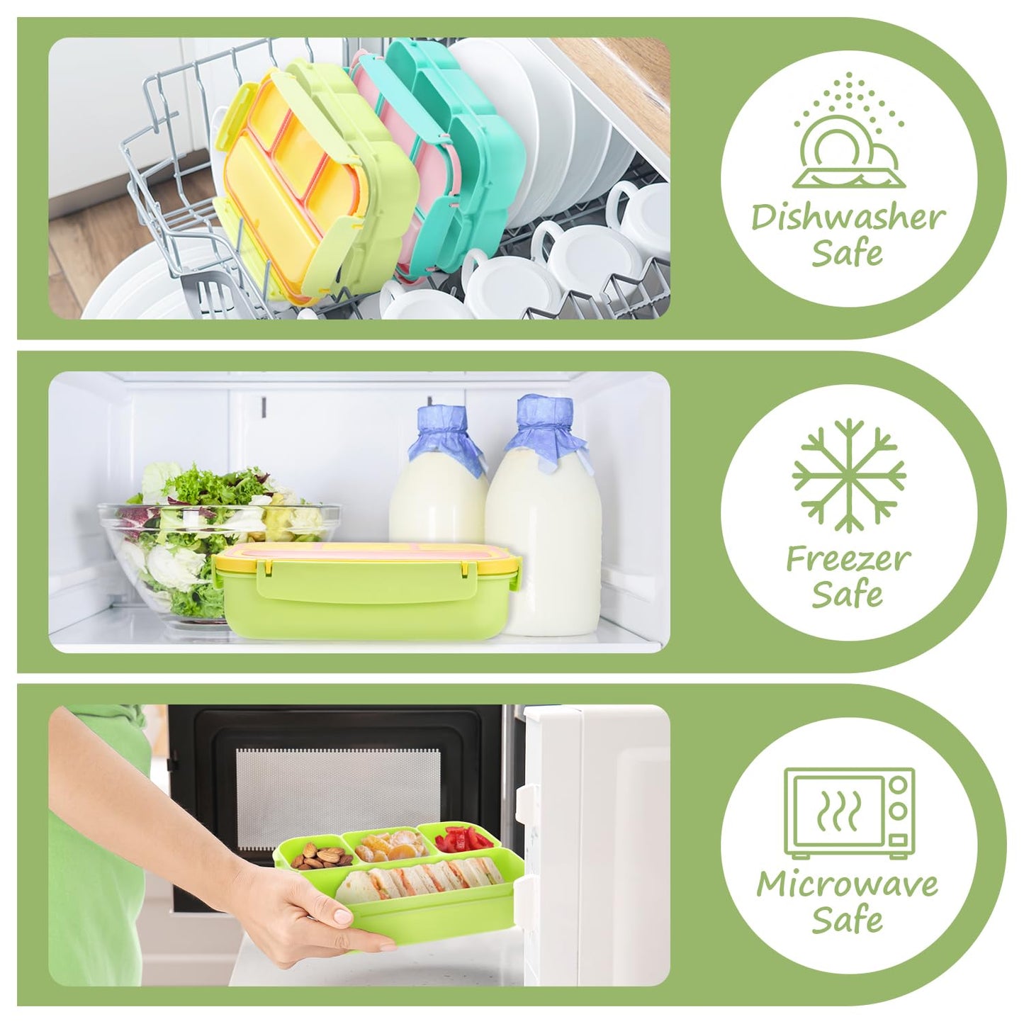 Bento Lunch Box for Kids - 4 Compartment Leak-Proof School Lunch Container with Utensils Purple