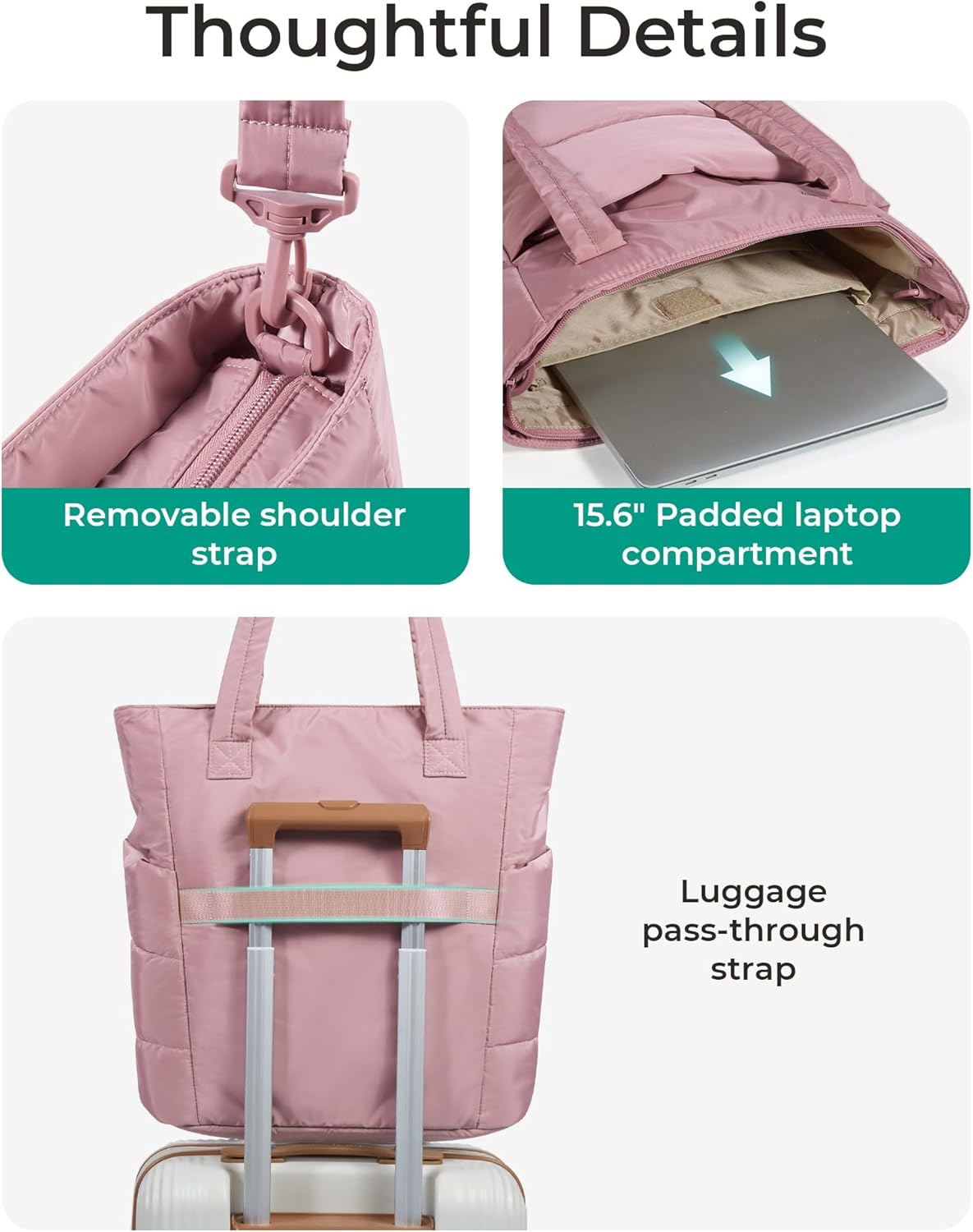 Women's Quilted Tote Bag Lightweight Puffy Shoulder Bag with Compartments