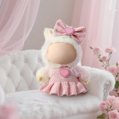 3 Piece Handmade Crochet Outfit for 17cm Dolls - Heart Sweater Hat & Bag Set