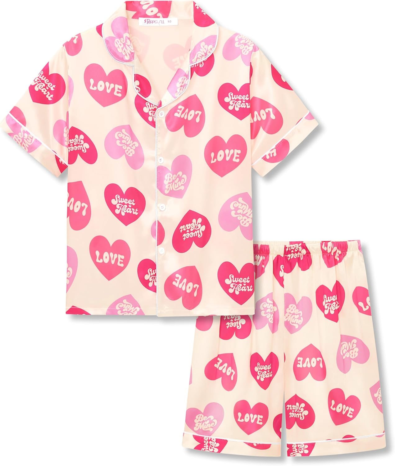 Girls Satin Pajama Set - Silky Button Down PJ with Shorts Size 6-16