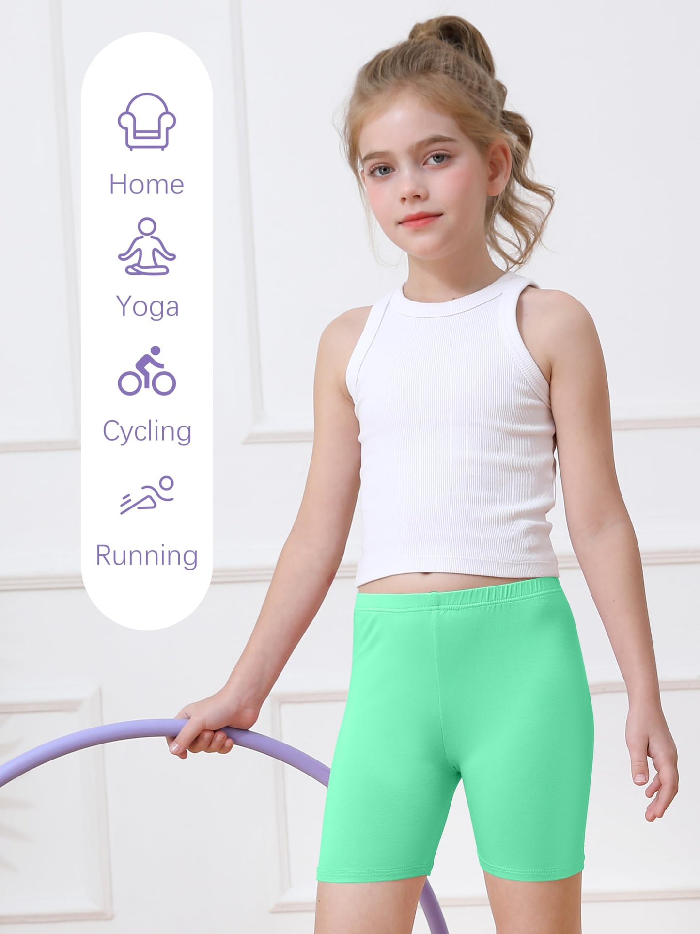 Girls Bike Shorts 6-Pack Under Dress Safety Shorts for Kids Toddlers
