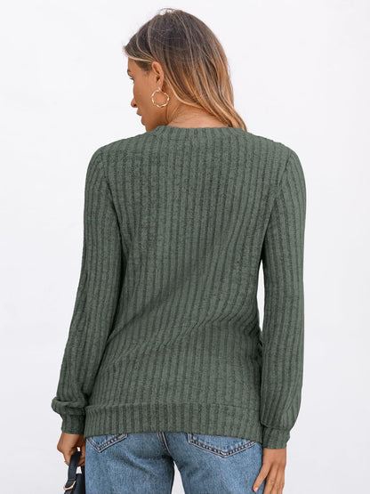 V Neck Long Sleeve Sweater for Women - Loose Fit Tunic Top for Fall & Winter