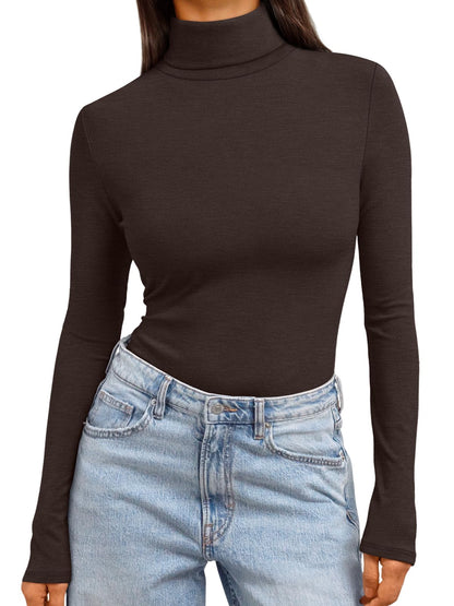 Women's Turtleneck Long Sleeve Shirts - Basic Thermal Underwear Tops