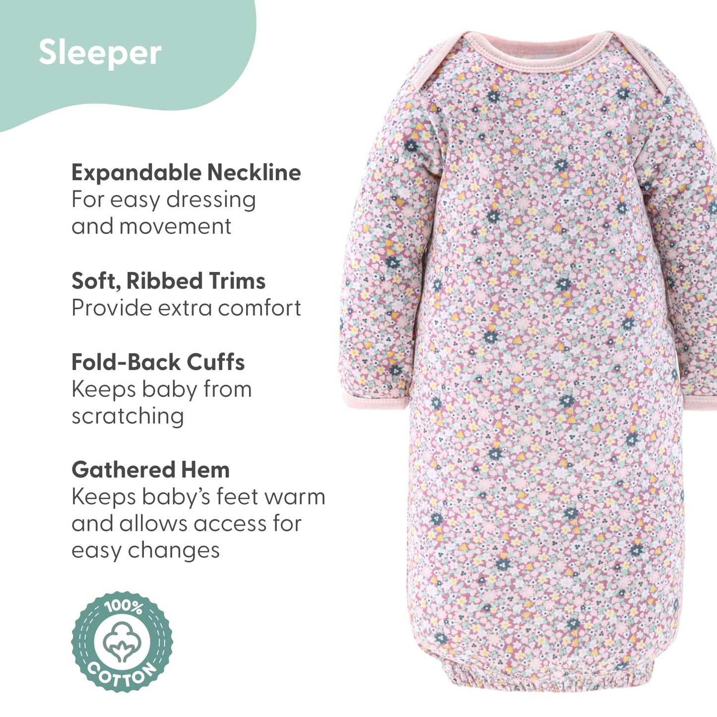 Baby Girl Layette Gift Set 16 Piece - Newborn Clothes 0-9 Months Prairie Floral Cotton