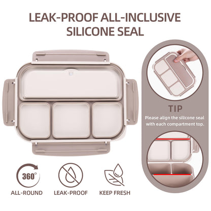 Bento Lunch Box for Kids - 4 Compartment Leak-Proof School Lunch Container with Utensils Purple