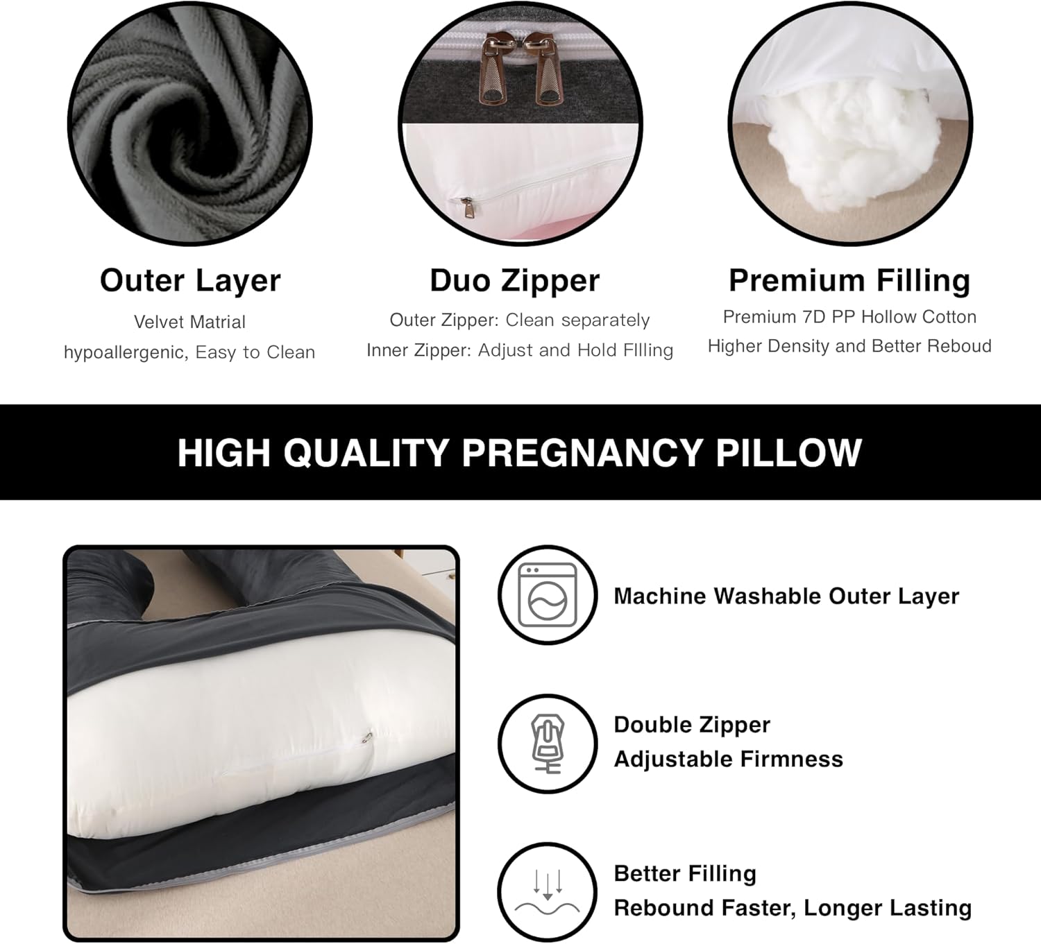 Full Body Pregnancy Pillow 57 Inch Maternity Support Pillow
