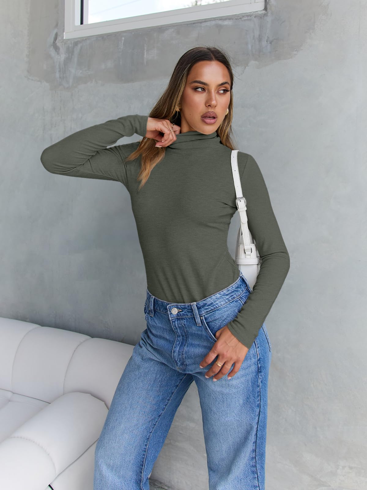 Women's Turtleneck Long Sleeve Shirts - Basic Thermal Underwear Tops