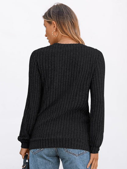 V Neck Long Sleeve Sweater for Women - Loose Fit Tunic Top for Fall & Winter