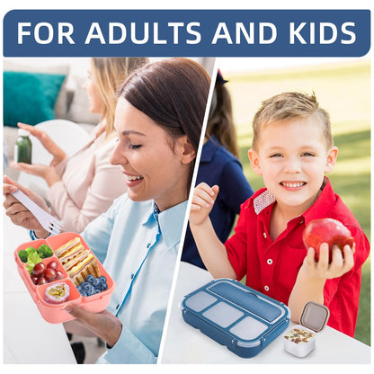 Bento Lunch Box for Kids - 4 Compartment Leak-Proof School Lunch Container with Utensils Purple