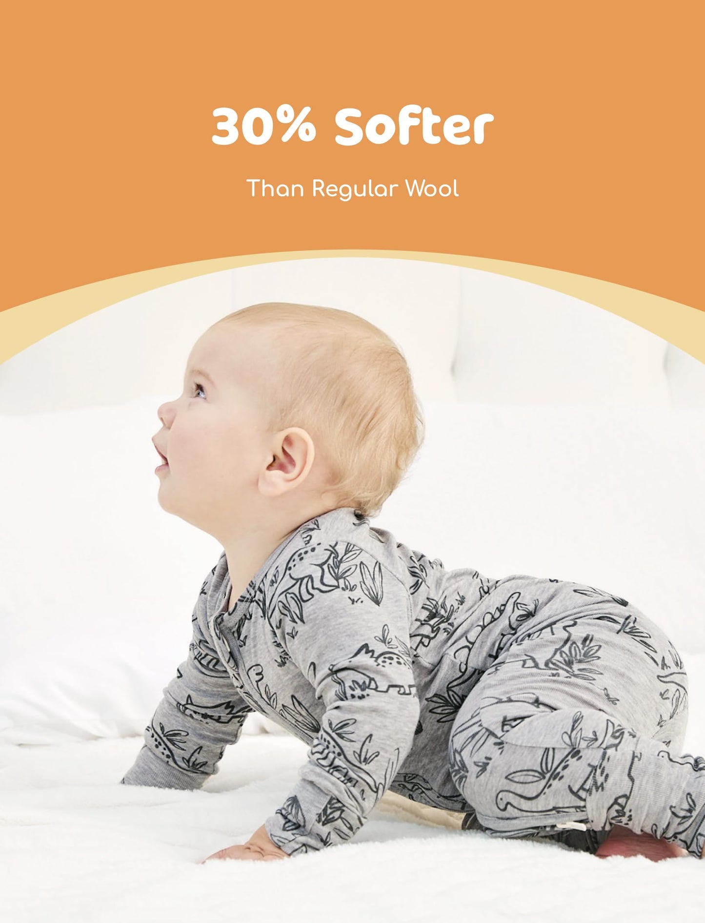 PATPAT Baby Footie Pajamas - Premium Tencel Lyocell & Wool Romper with 2-Way Zipper