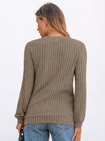 V Neck Long Sleeve Sweater for Women - Loose Fit Tunic Top for Fall & Winter