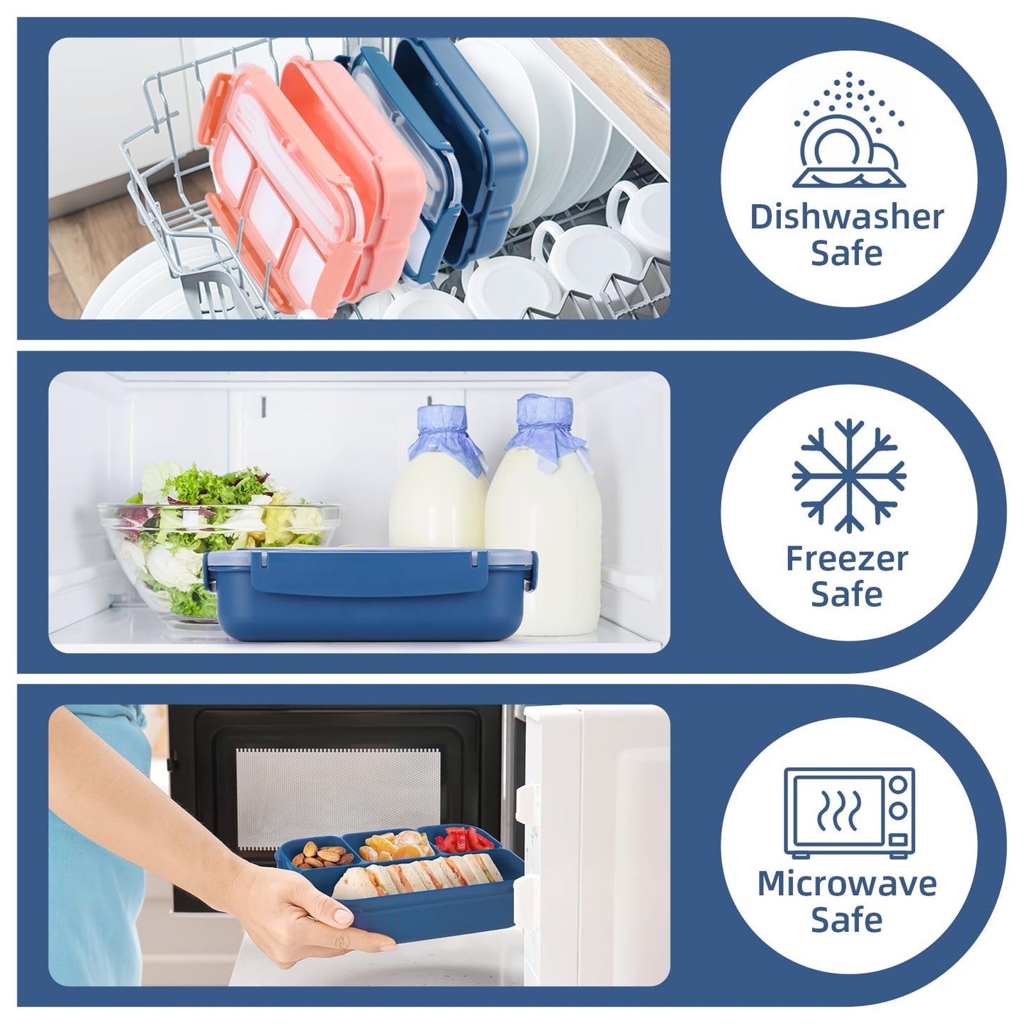 Bento Lunch Box for Kids - 4 Compartment Leak-Proof School Lunch Container with Utensils Purple