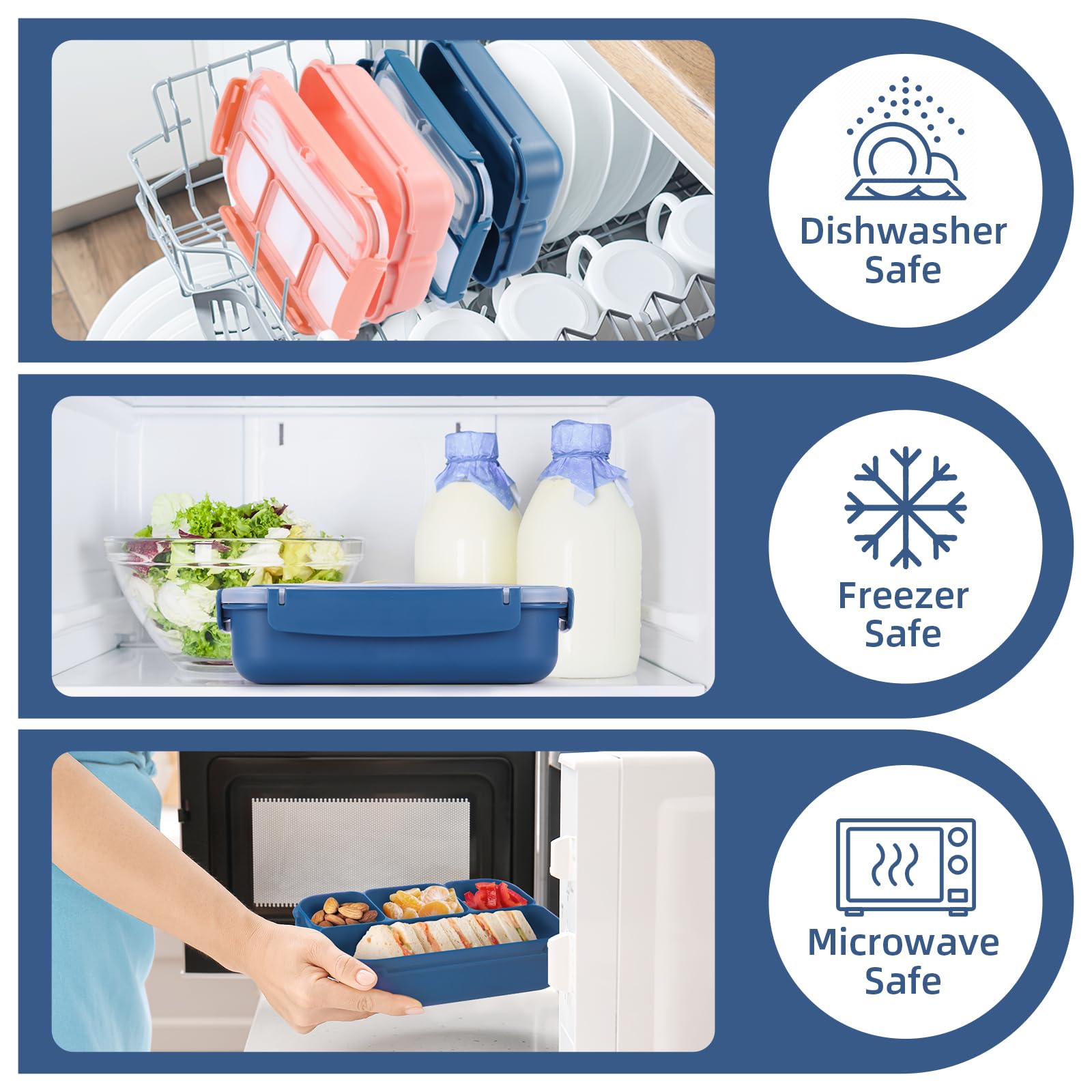 Bento Lunch Box for Kids - 4 Compartment Leak-Proof School Lunch Container with Utensils Purple