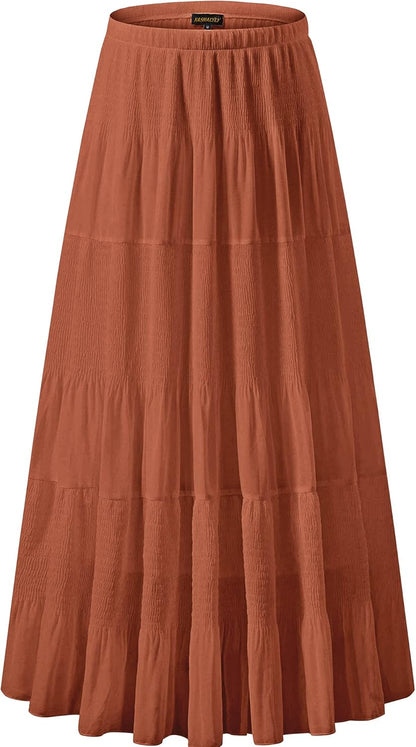 Chiffon Maxi Skirt for Women - High Waist Pleated A-Line Flared Long Skirt