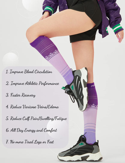 Compression Socks 20-30mmHg 3 Pairs Women Men Circulation Support