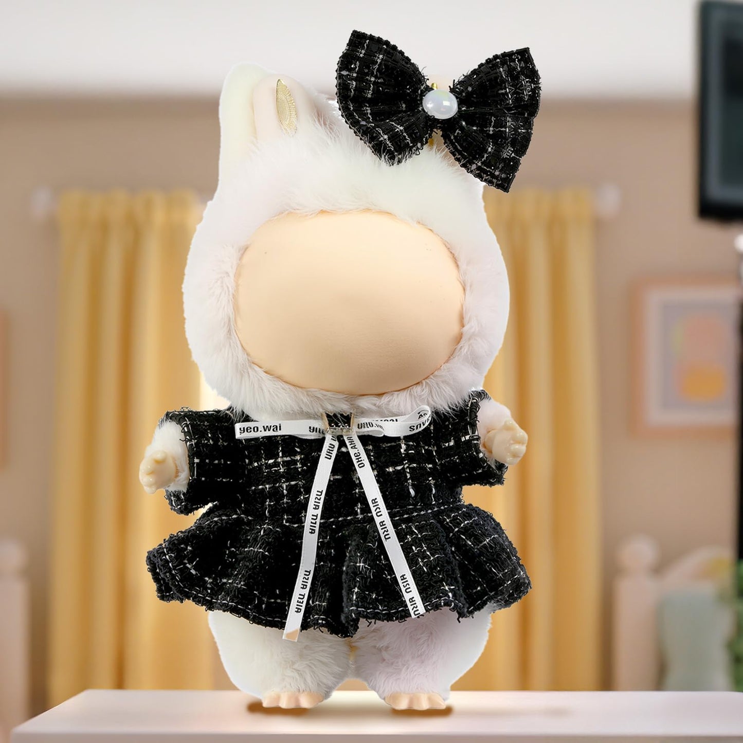 3 Piece Handmade Crochet Outfit for 17cm Dolls - Heart Sweater Hat & Bag Set