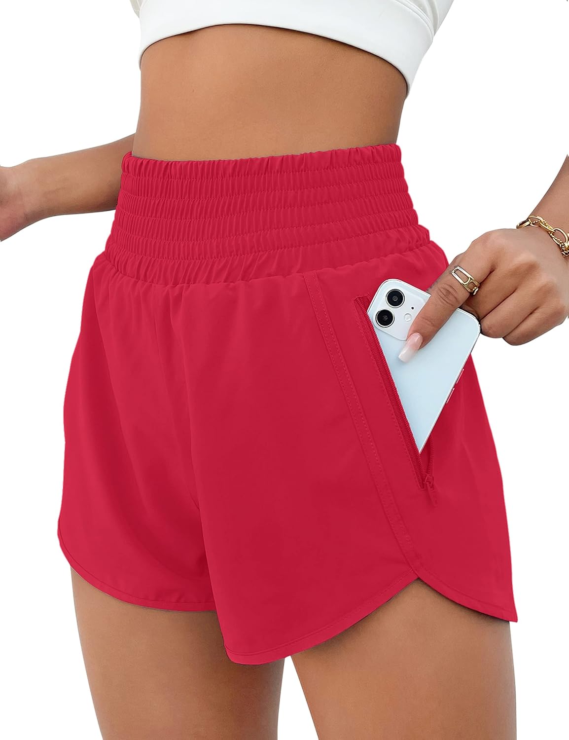 High Waisted Athletic Shorts Women Running Workout Shorts with Pockets Gym Sporty