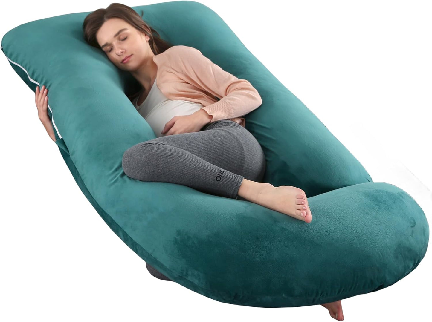 Full Body Pregnancy Pillow 57 Inch Maternity Support Pillow Velvet Dark Green
