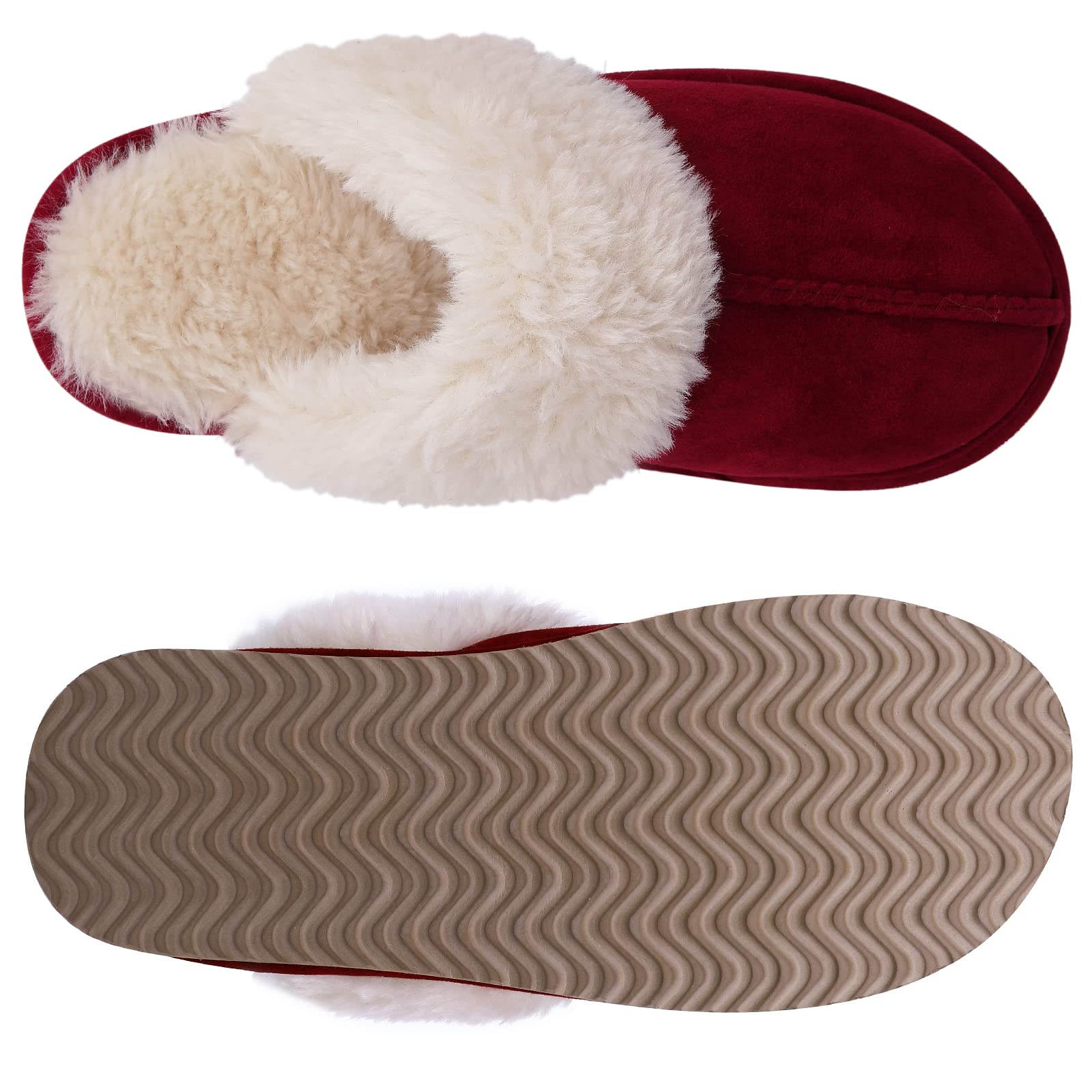 Fuzzy Memory Foam Slippers for Women - Fluffy Winter House Shoes Indoor Outdoor