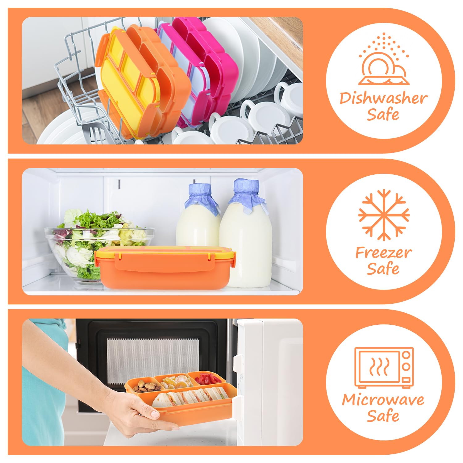 Bento Lunch Box for Kids - 4 Compartment Leak-Proof School Lunch Container with Utensils Purple