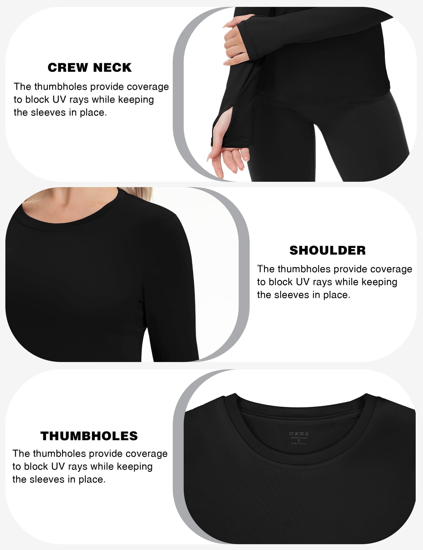 Women's UPF 50+ Sun Protection Long Sleeve Shirt - Athletic Rash Guard with Thumb Holes