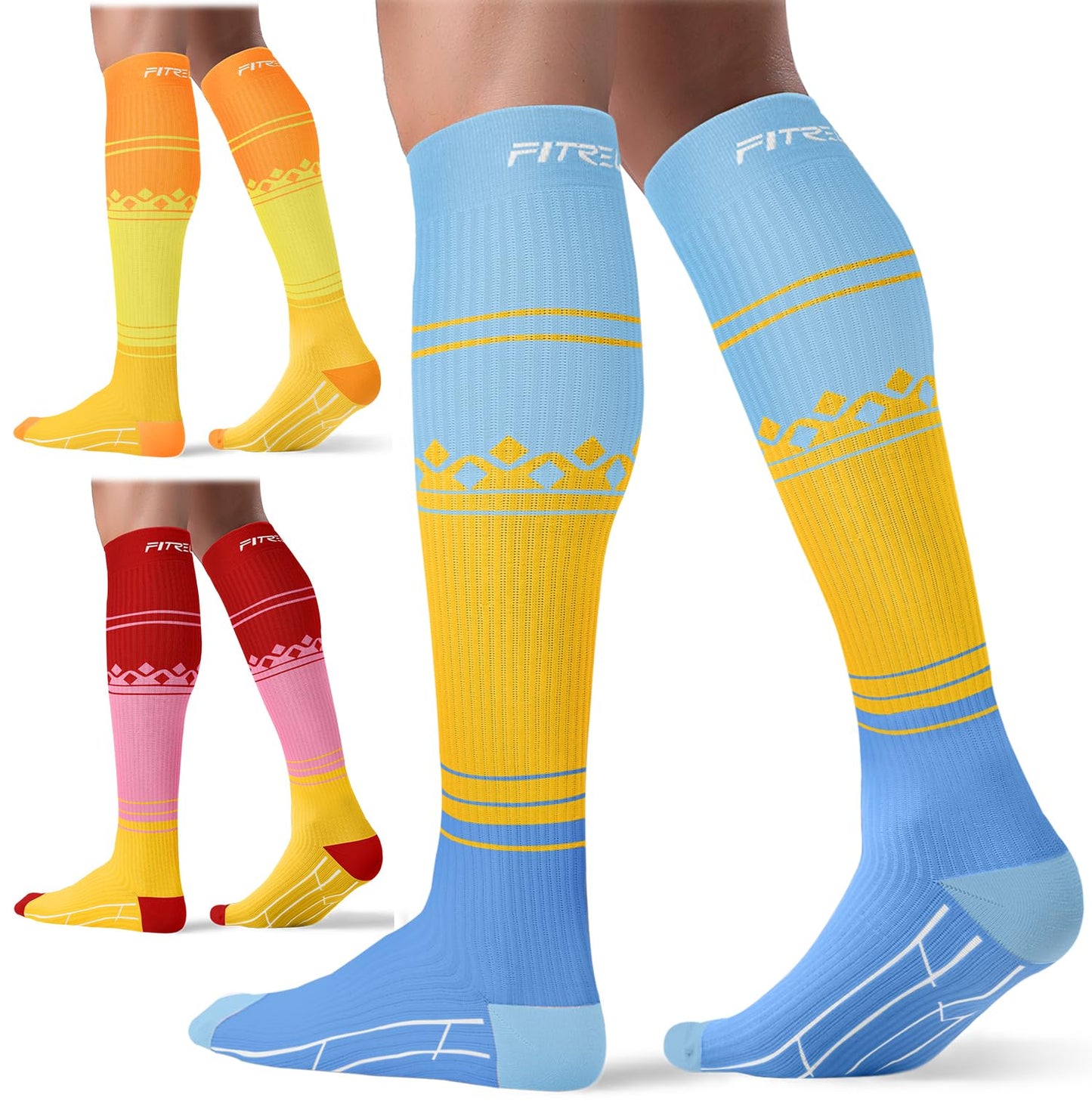 Compression Socks 20-30mmHg 3 Pairs Women Men Circulation Support