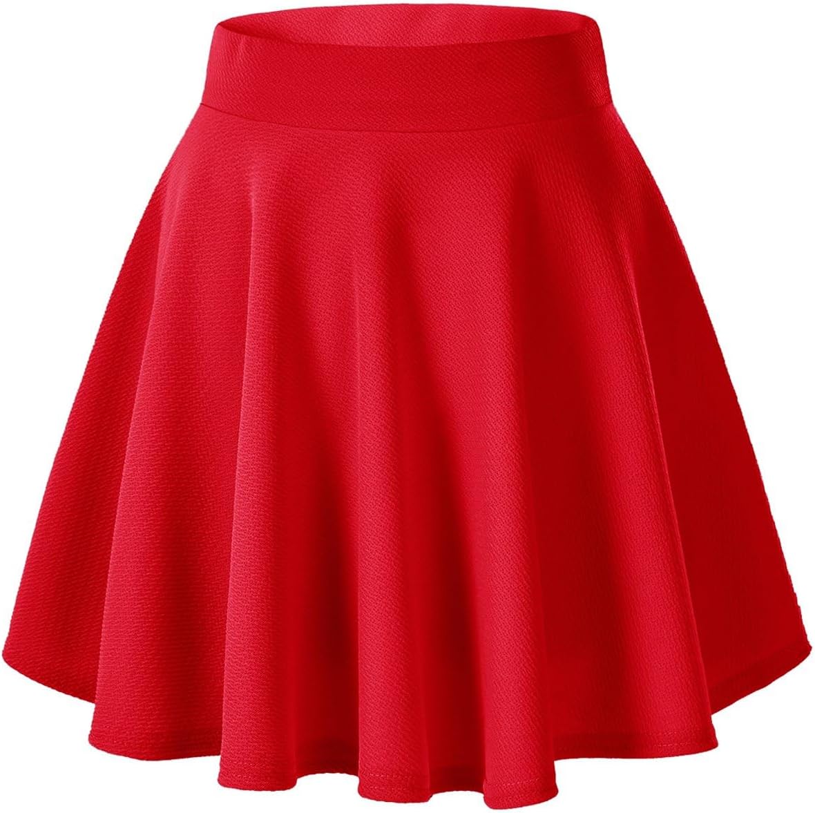 Women Flared Mini Skater Skirt - Stretchy A-Line Circle Skirt Red