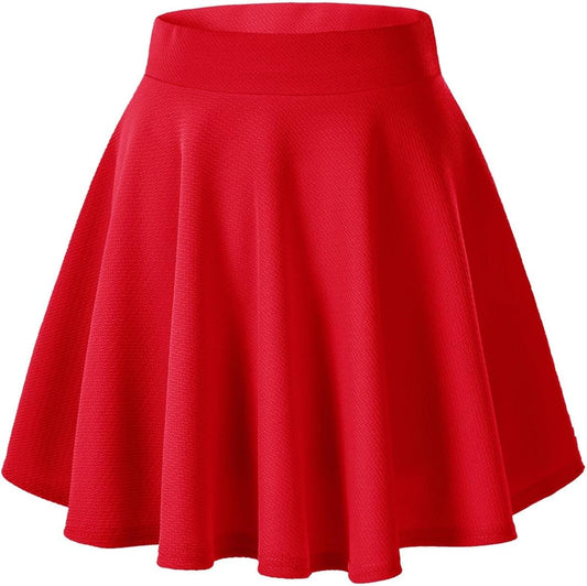 Women Flared Mini Skater Skirt - Stretchy A-Line Circle Skirt