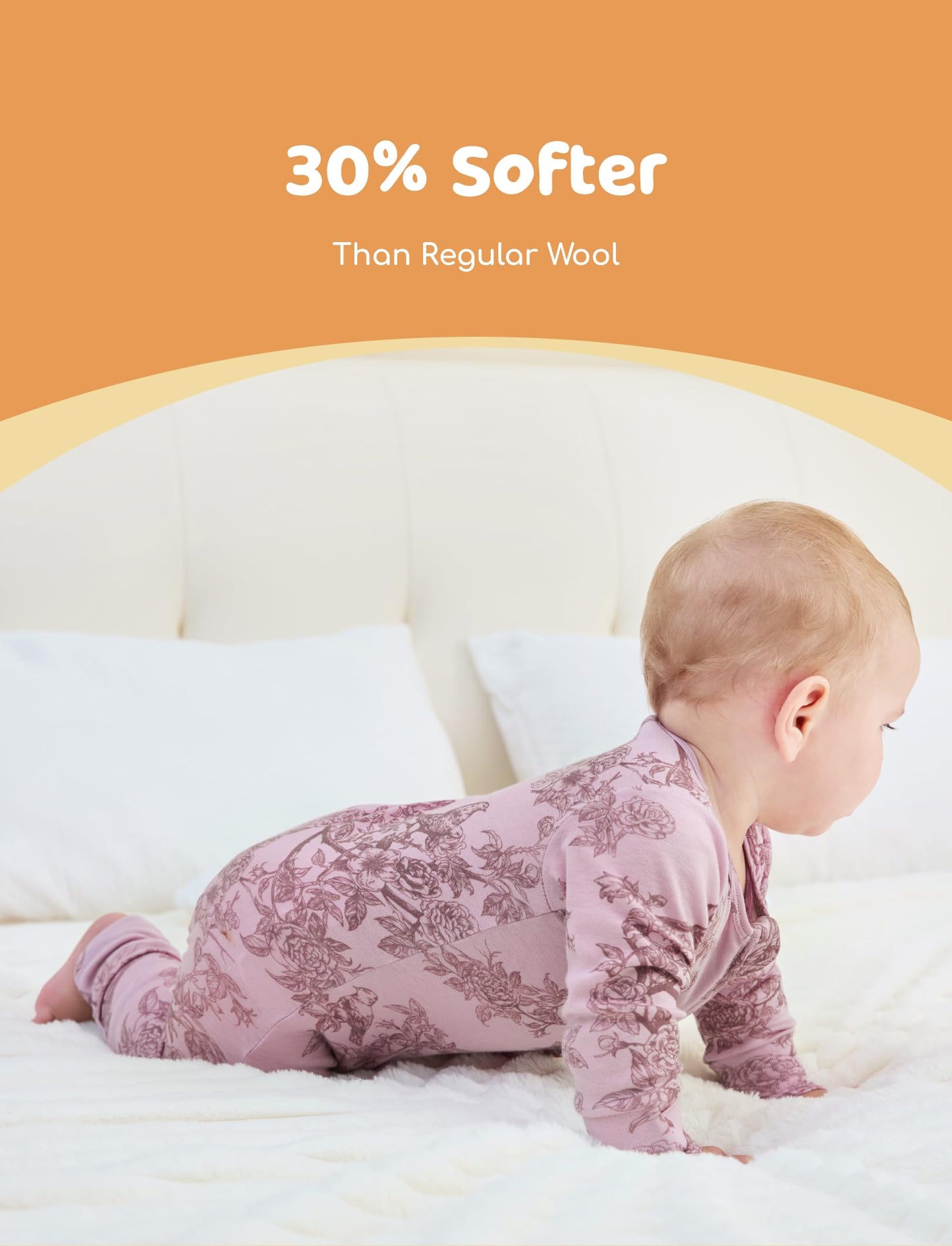 PATPAT Baby Footie Pajamas - Premium Tencel Lyocell & Wool Romper with 2-Way Zipper