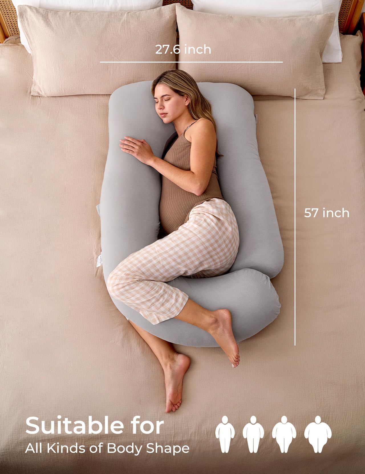 U-Shaped Full Body Pregnancy Pillow 57 Inch Maternity Support Pillow