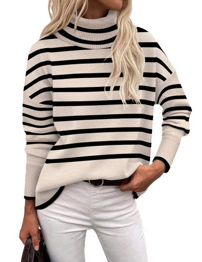 Orange Turtleneck Sweater - Turtleneck Sweater for Women - Chunky Knit Pullover with High Low Hem