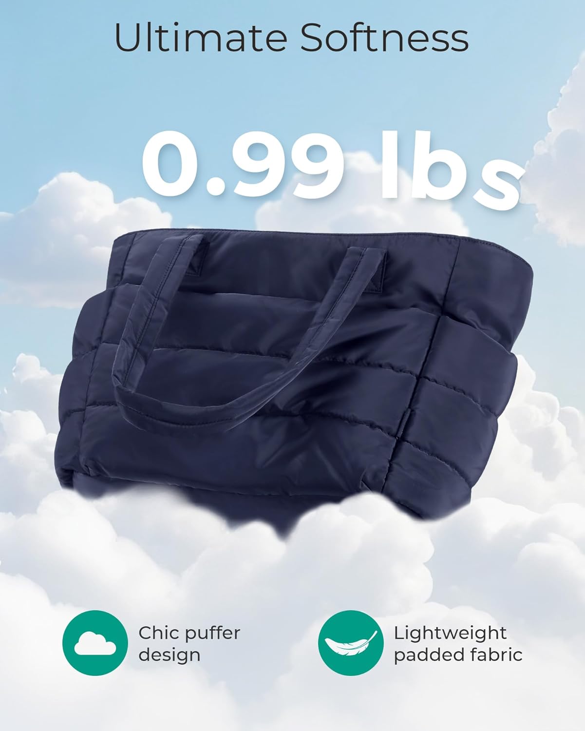 Women's Quilted Tote Bag Lightweight Puffy Shoulder Bag with Compartments