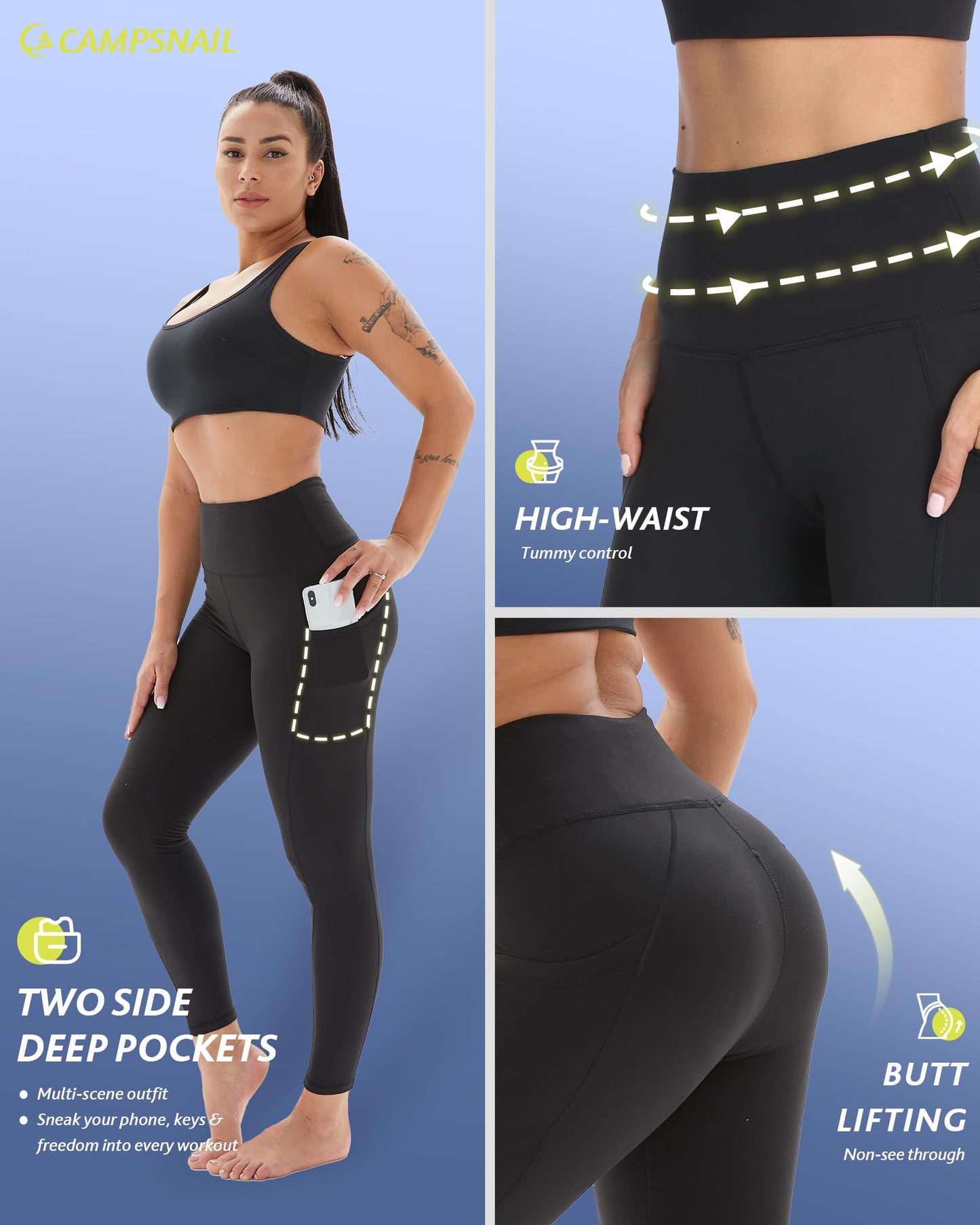 4 Pack High Waisted Leggings for Women - Tummy Control Yoga Pants Workout Set