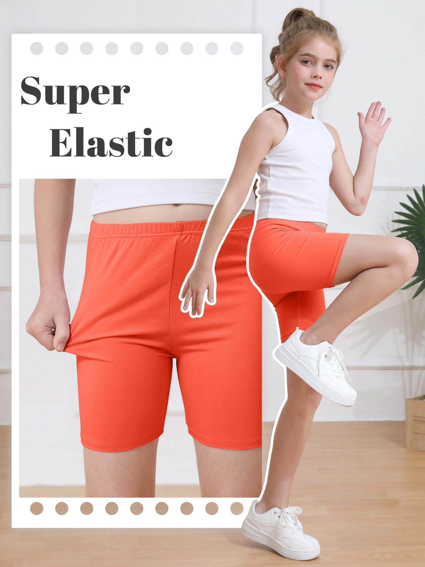 Girls Bike Shorts 6-Pack Under Dress Safety Shorts for Kids Toddlers