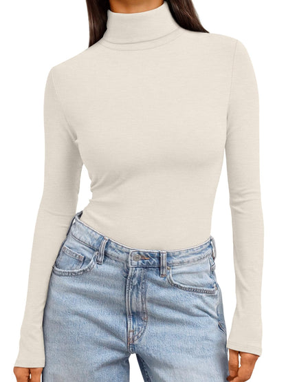 Women's Turtleneck Long Sleeve Shirts - Basic Thermal Underwear Tops