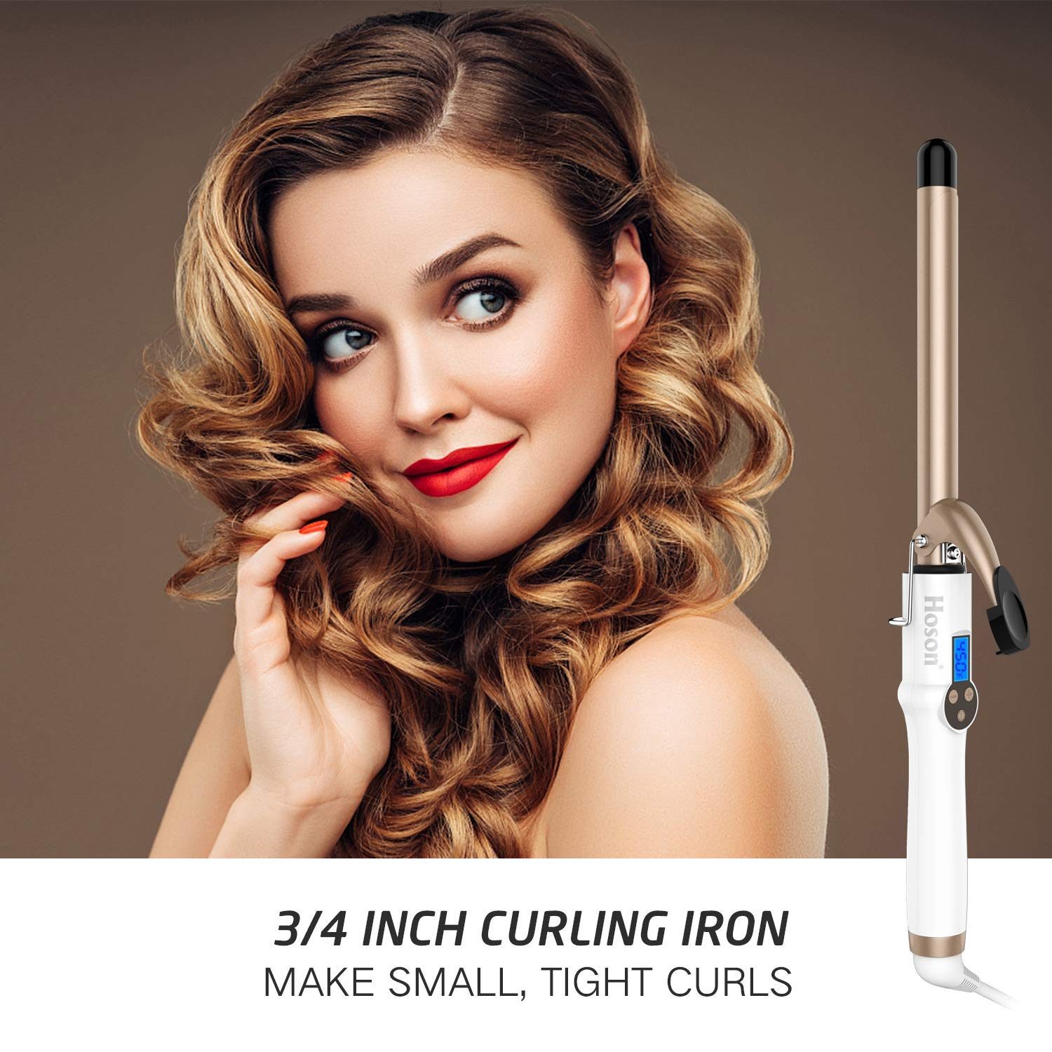 Professional Ceramic Tourmaline Curling Iron 3/4 Inch - Hair Curler with Heat Protection
