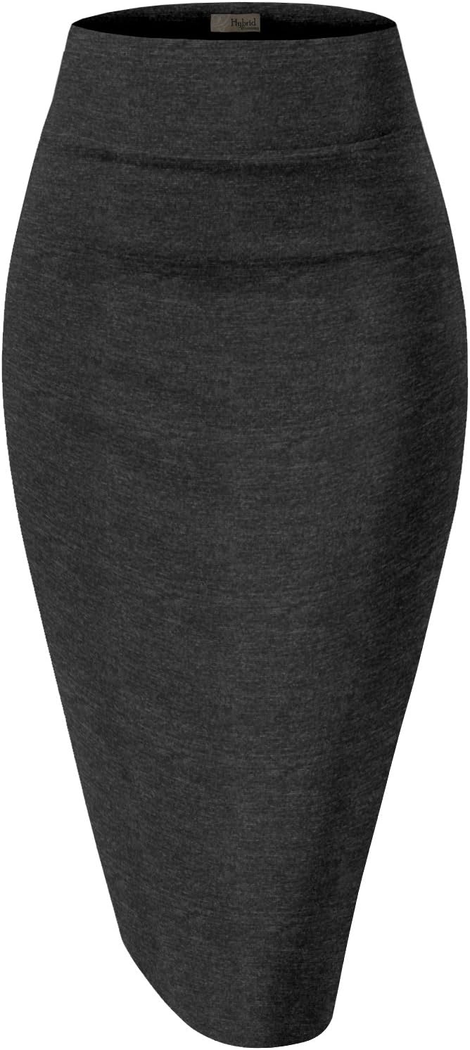 Women's High Waist Pencil Skirt - Premium Stretch Ponte Business Professional Below Knee