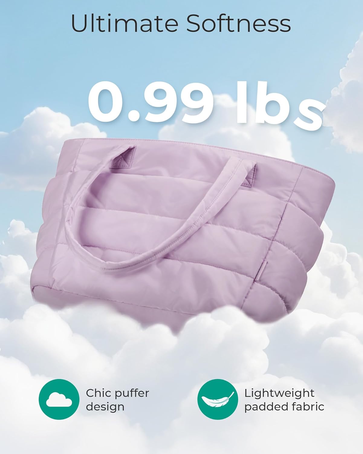 Women's Quilted Tote Bag Lightweight Puffy Shoulder Bag with Compartments