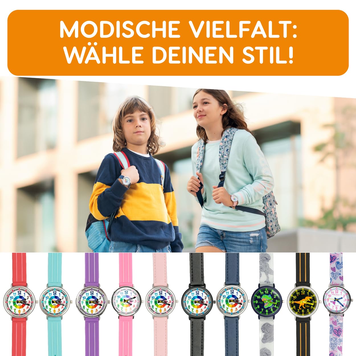 Kids Time Teacher Watch - Educational Analog Watch with Japanese Quartz Movement Ages 5-12