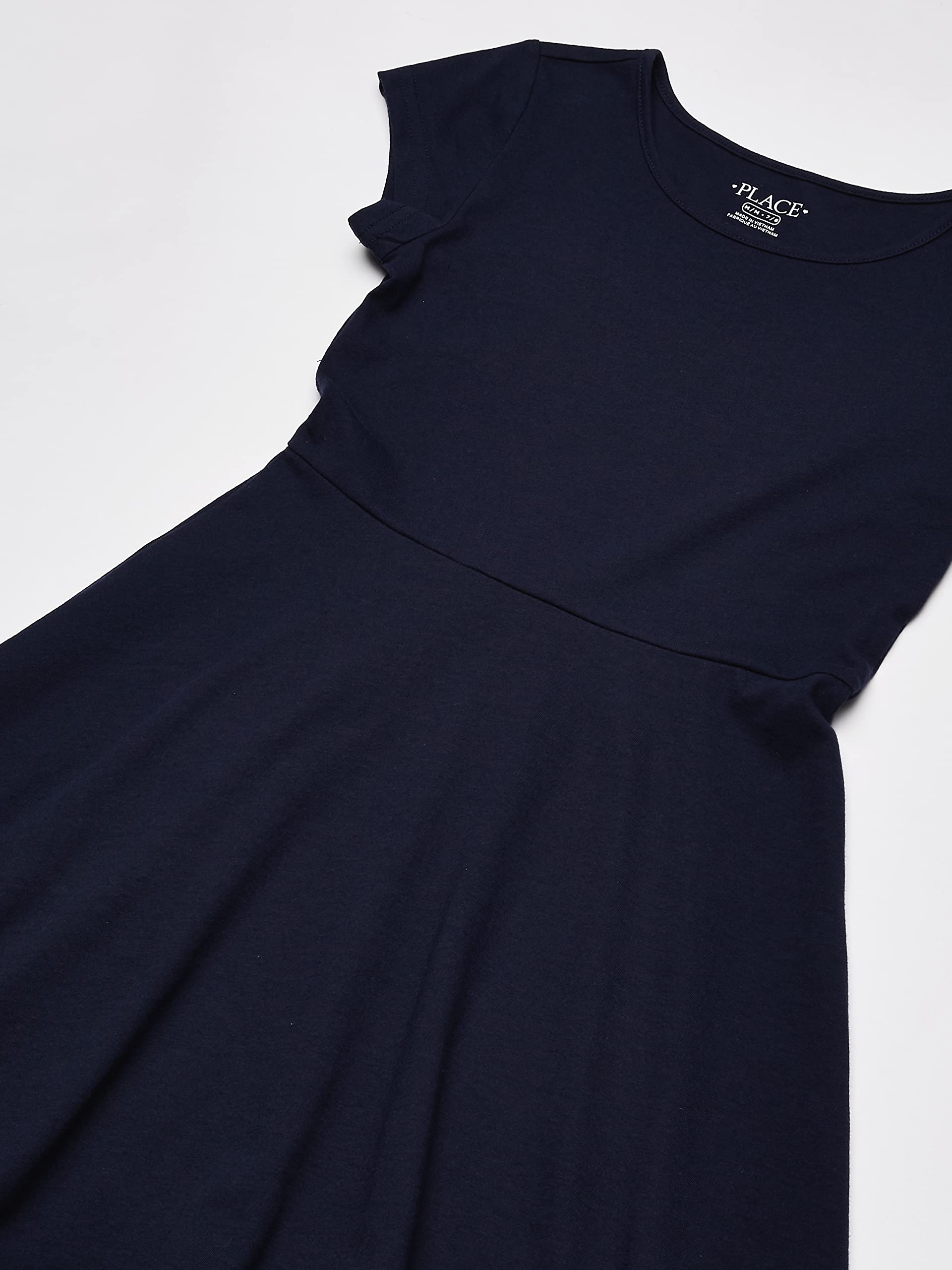 Girls Short Sleeve Skater Dress Round Neck Casual Summer Dress