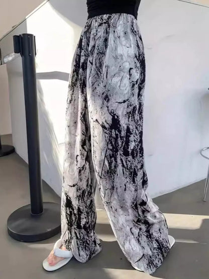 Abstract Print Wide Leg Pants