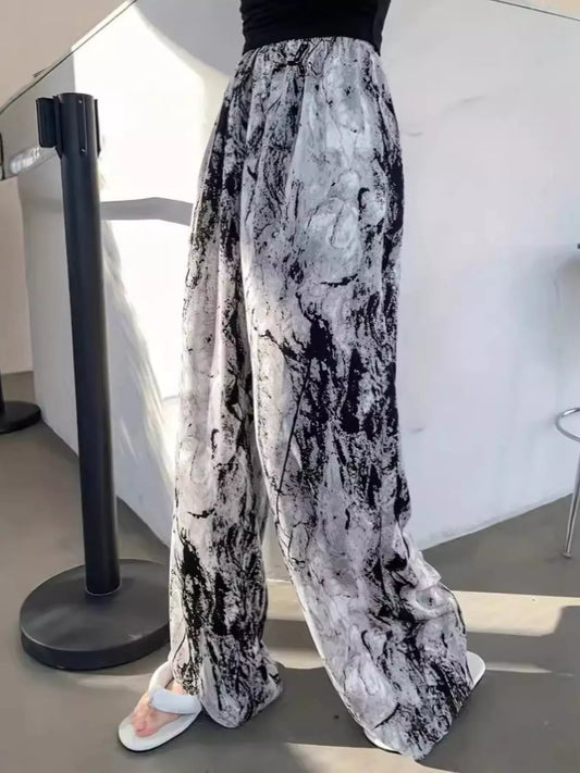 Abstract Print Wide Leg Pants