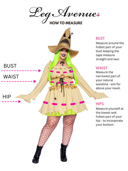 Bugged Out Baddie Costume - 3 Piece Halloween Outfit with Dress Choker Hat