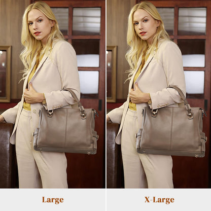Women Genuine Leather Handbag - Soft Satchel Tote Shoulder Bag with Adjustable Strap