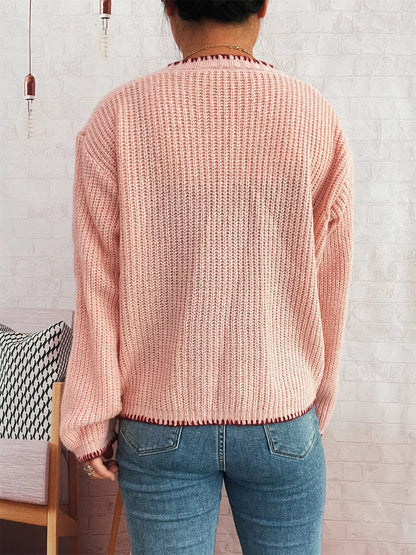 Flower Button Long Sleeve Cardigan