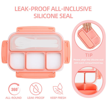 Bento Lunch Box for Kids - 4 Compartment Leak-Proof School Lunch Container with Utensils Purple