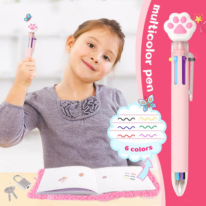 Girls Heart Diary with Lock and Keys - Cute Plush Secret Journal Notebook Gift Ages 6-8